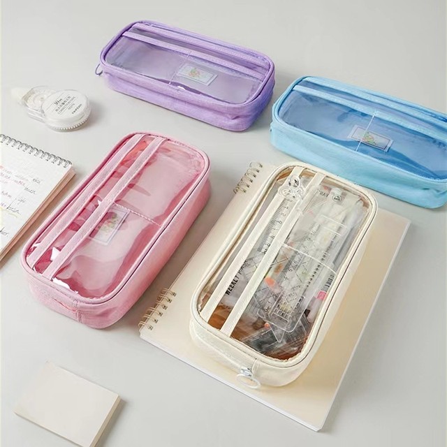 Transparent Pencil Case Pen Bag Simple Ins Design PVC Multi Layer